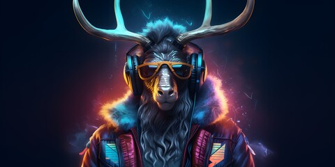"Reinvent the North: The Cyber Reindeer's Winter Groove" | Background Design | Generative AI Artwork