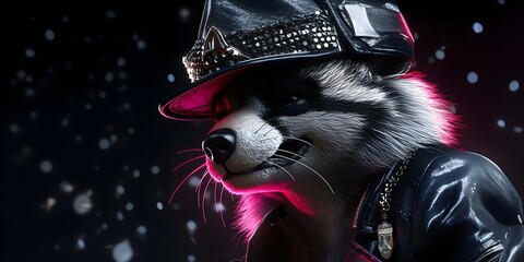 "Mechanized Mischief: The Cyborg Raccoon's Urban Groove" | Background Design | Generative AI Artwork