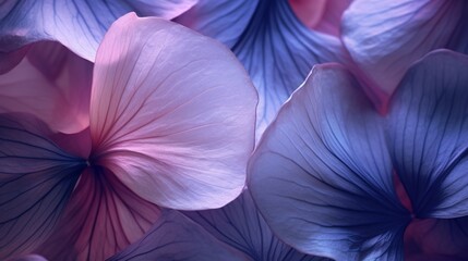 An abstract, close-up composition of Twilight Trillium petals, capturing their unique textures, colors, and the play of light on their surfaces.