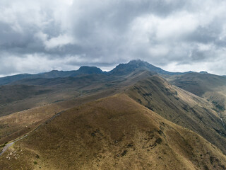 Beautiful aerial view of the Ecuadorian Andes. Pichincha Volcano.