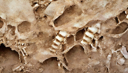 Human skulls and bones found in tombs