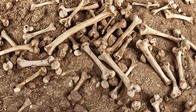 Human skulls and bones found in tombs
