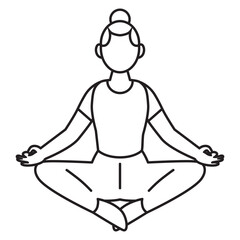 Yoga pose icon, body relaxation outline drawing
