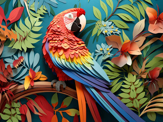 Fototapeta premium Cut Paper Art of a Parrot