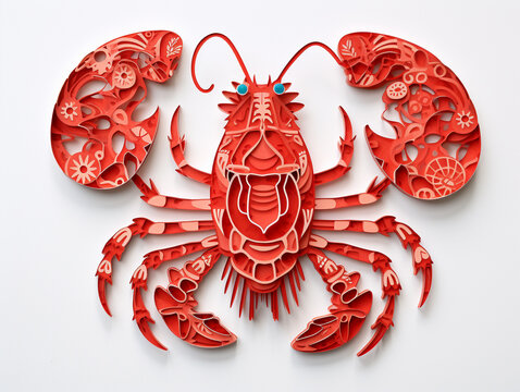 Cut Paper Art of a Lobster