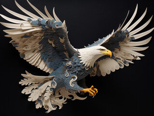 Cut Paper Art of an Eagle