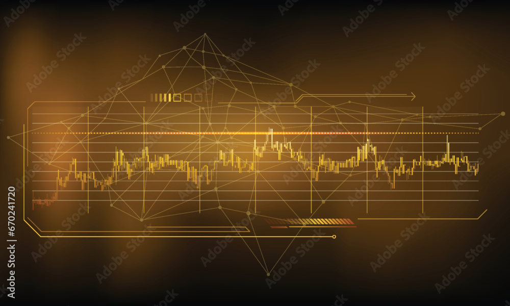 Canvas Prints abstract infographics on a golden background of a stable financial chart.