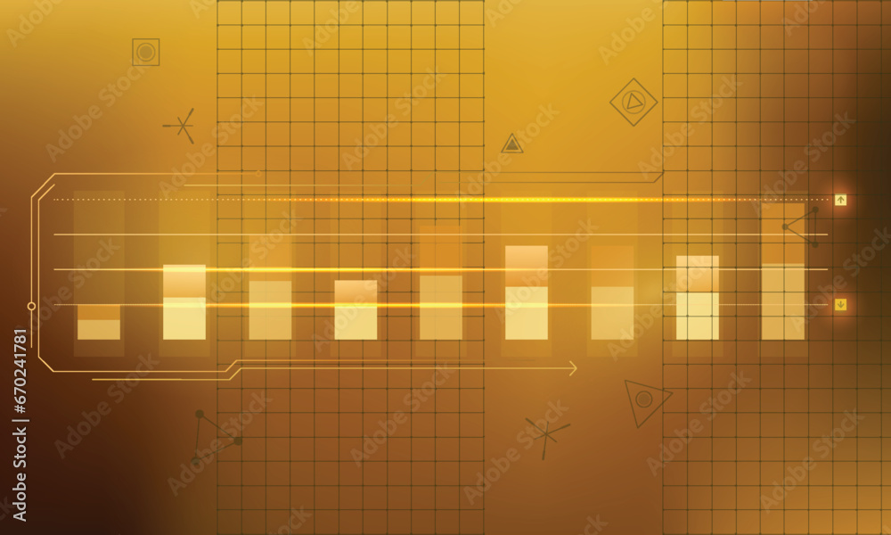 Canvas Prints abstract infographics on a golden background of a stable sales chart.