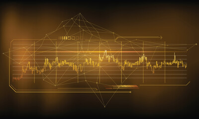 Abstract infographics on a golden background of a stable financial chart.