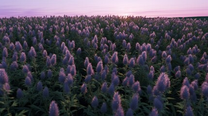 An aerial view of a Twilight Thistle field, with the flowers forming intricate patterns and shapes,...