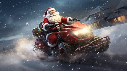 santa claus riding on a sledge