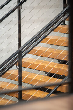 indoor stair and railing details close up