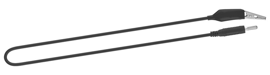 electric cable, with a metal contact on one side and a clip (crocodile)