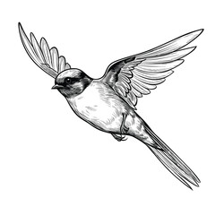 Hand Drawn Sketch Swallow Bird Illustration - obrazy, fototapety, plakaty