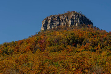 Aerial View Pilot Mountain In The U.S. State Of North Carolina