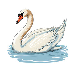 Hand Drawn Flat Color Swan Illustration