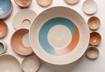 Ceramic Pottery on White, Generative AI