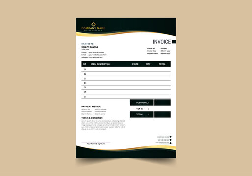 Invoice minimal design template. Bill form business invoice accounting money bills or price invoices and payment agreement design templates. Tax form, bill graphic or payment receipt page vector