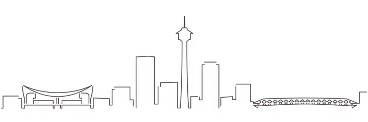 Foto op Plexiglas Calgary Dark Line Simple Minimalist Skyline With White Background © pabloprat