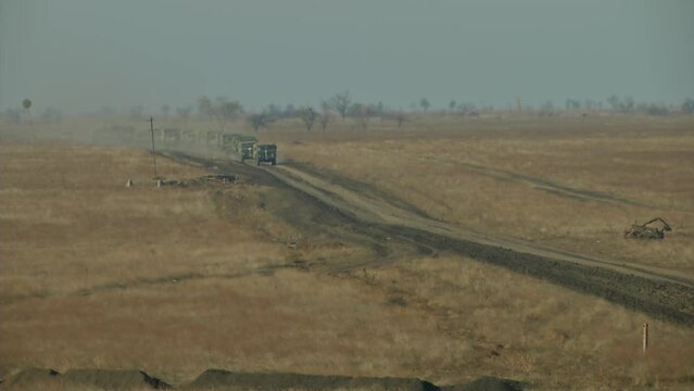 South of Ukraine. A convoy of military vehicles is going on a mission