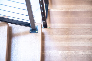 indoor stair and railing details close up