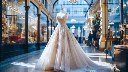 Wedding dress in a mall