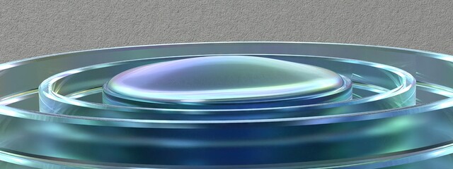 Overlapping Lens Refreshing Mystical Crystal Transparent Glass Elegant Modern 3D Rendering Abstract Background