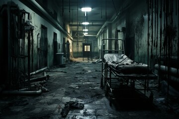 Eerie deserted mental hospital. Generative AI - obrazy, fototapety, plakaty