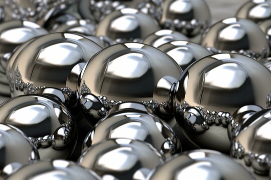 Glossy metallic chrome globe balls wallpaper. Generative AI