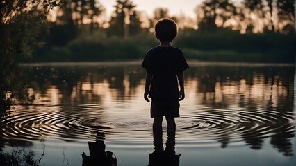 Silhouette of children in different activities