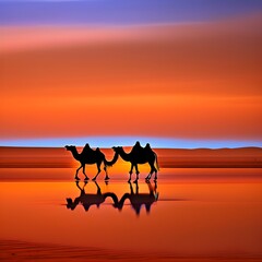 camels on sunset
