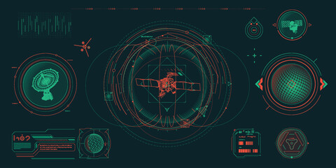 Vector data elements for sci-fi interface infographics.