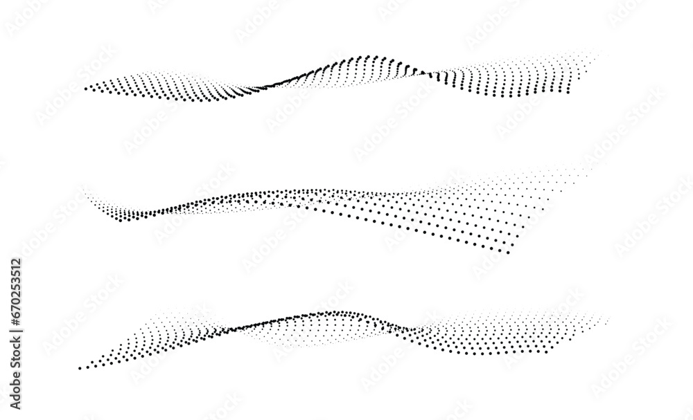 Poster technology abstract background. geometric dotted curve shapes.
