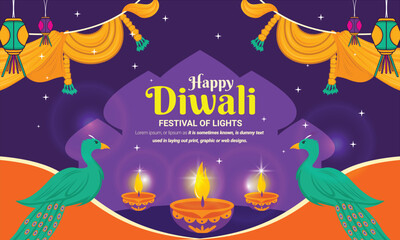 Hand drawn realistic illustration of diwali festival event concept