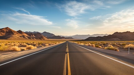 Fototapeta premium Empty road in the desert. Generative ai