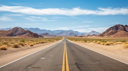 Fototapeta na wymiar Empty road in the desert. Generative ai