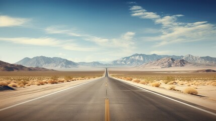 Empty road in the desert. Generative ai