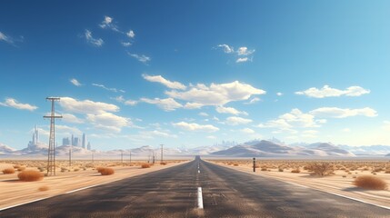 Fototapeta premium Empty road in the desert. Generative ai
