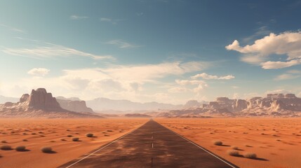 Fototapeta na wymiar Empty road in the desert. Generative ai