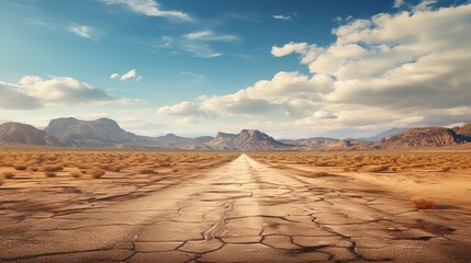 Fototapeta premium Empty road in the desert. Generative ai