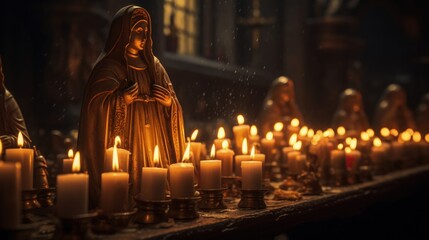 Little Candles Day or Immaculate Conception Eve , Día de las velitas, in honor of the Virgin Mary and her Immaculate Conception. - obrazy, fototapety, plakaty