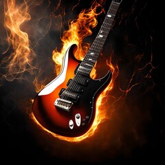electric guitar in flames