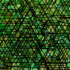 abstract vector stained-glass mosaic background - green and brown