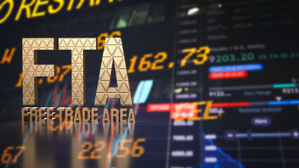 The FTA on Business chart Background  3d rendering