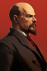 drawing Lenin leader of the USSR. ai generated - obrazy, fototapety, plakaty