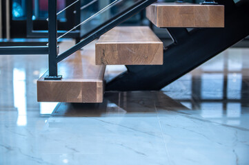 modern railing ans stair at new finished building