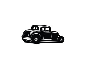 1932 ford coupe silhouette. isolated white background shown from the side. best for logo, badge, emblem, icon, sticker design. available in eps 10