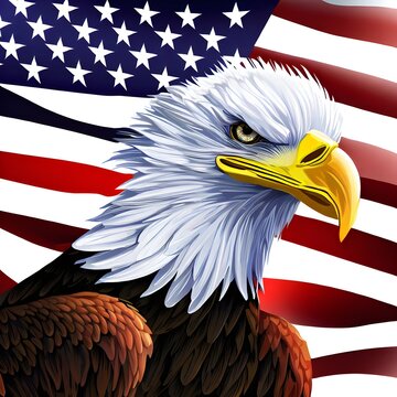 american eagle and american flag