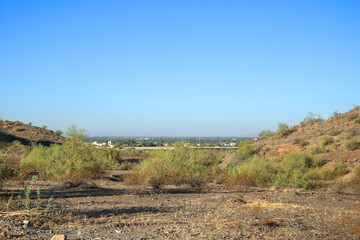 City of Phoenix and State Route 51 as seen from Dreamy Draw recreation area, Arizona family-friendly mountain preserve