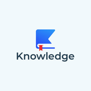 knowledge logo design. Vector illustration book and letter K shape. Modern logo design vector icon template